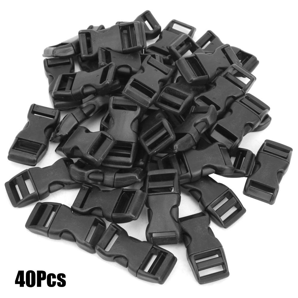 40 Pcs Black Mini Buckles 17mm Flat Buckles Durable Side Release Buckles  Pet Belt