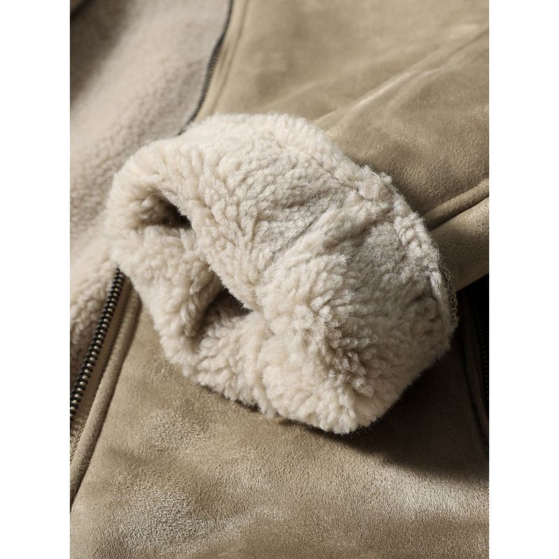 American Retro Style Suede and Fur Integrated Lamb Wool Coat for Men, Winter Foreign Trade Men's Clothing, Fleece-Lined Jacket