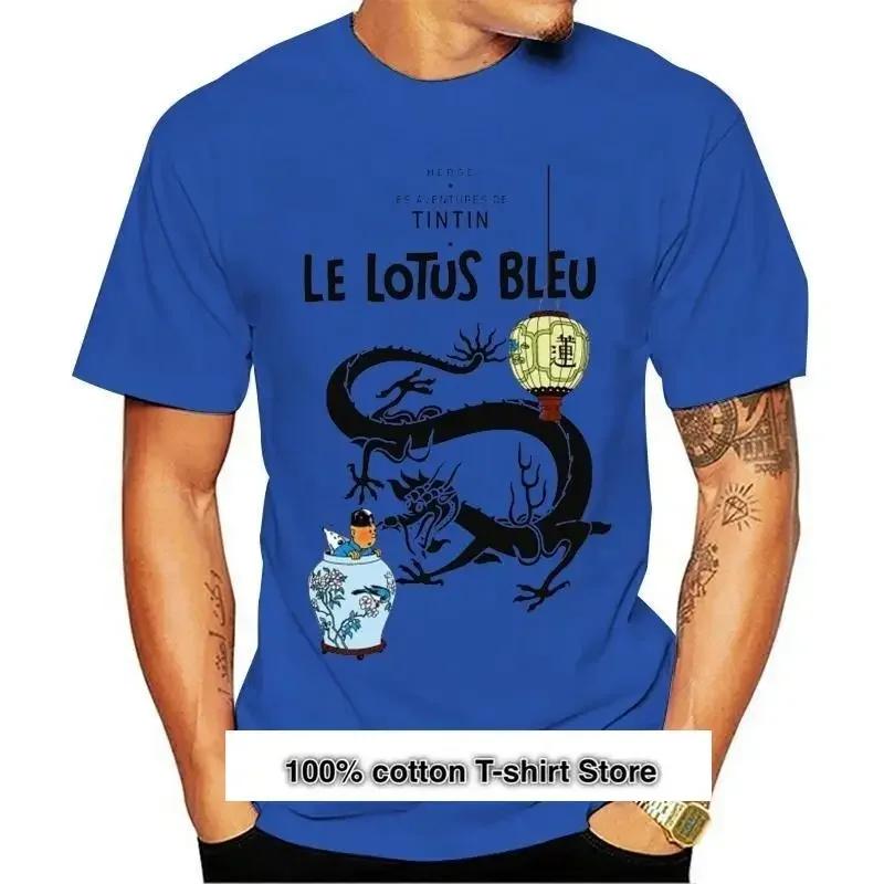 The best product for you T-shirt met Blauwe Lotus-afbeelding van Kuifje Grappig T-shirt voor heren, harajuku herenkleding grafische t-shirts tops XXXXL