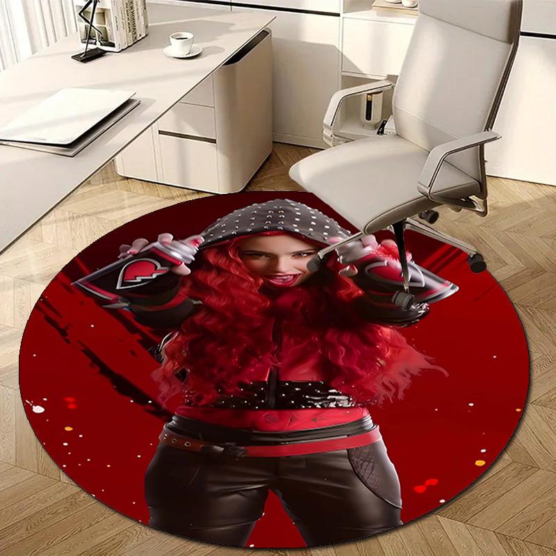 1pc Descendants The Rise of Red1 Design Printed Area Round Carpet for Bedroom Living Room Home Decor Rugs Mat Non Slip Mat Rug for Bedside