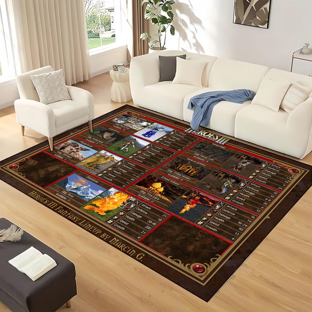 HOMM Game 9 Factions Races Stronghold Dwelling Creatures Heroes of Might and Magic Carpet Rug for Home Bedroom Sofa,Floor Mat