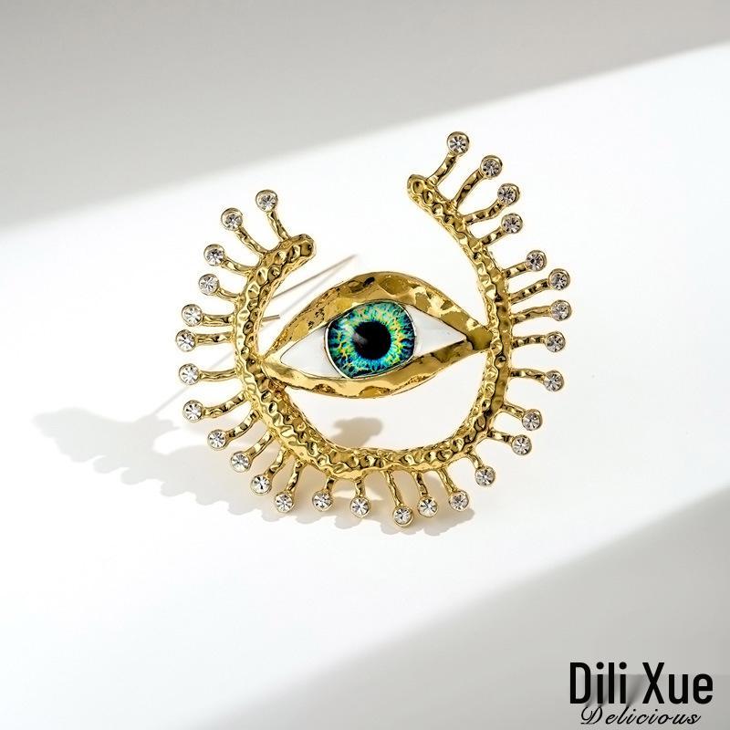 Dilly Snow Blue Evil Eye Brooch - Retro Corsage Pin with Turkish & American Influence