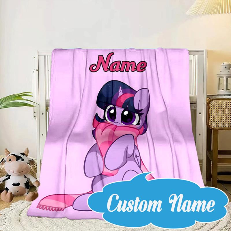 Custom Name Little Unicorn Friendship Blanket bed sofa Blanket Flannel Blanket for Camping, Hiking, Picnic Essentials,gift for Fan family