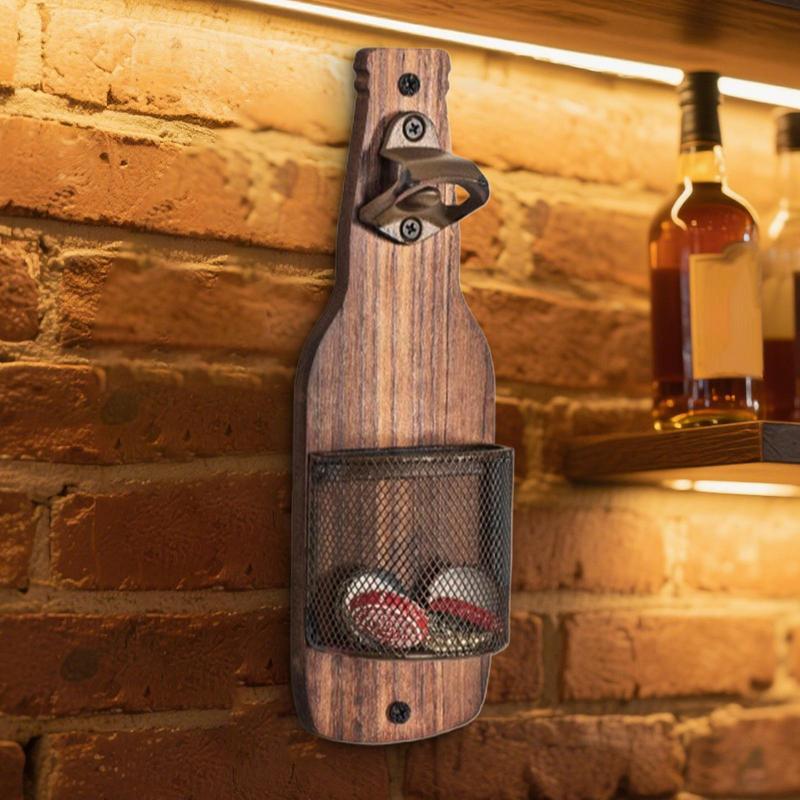 Mounted Bottle Opener Vintage Wooden Wall Mounted Bottle Opener Wooden Kitchen Gadget Space Saving Home Decor For Man Woman &