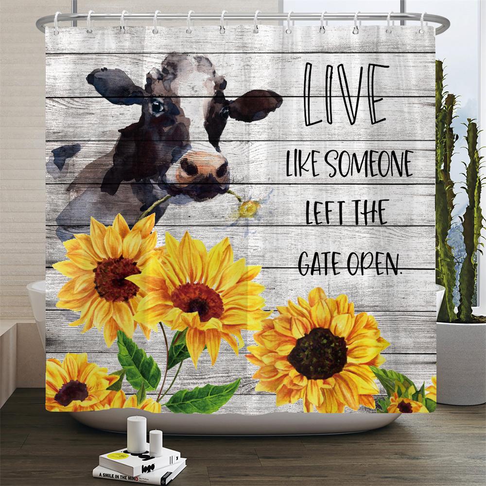 3D Printed Dutch Cattle Pattern Waterproof Bath Curtains Farm Cow Shower Curtains Bathroom Polyester Decoration Shower Curtain