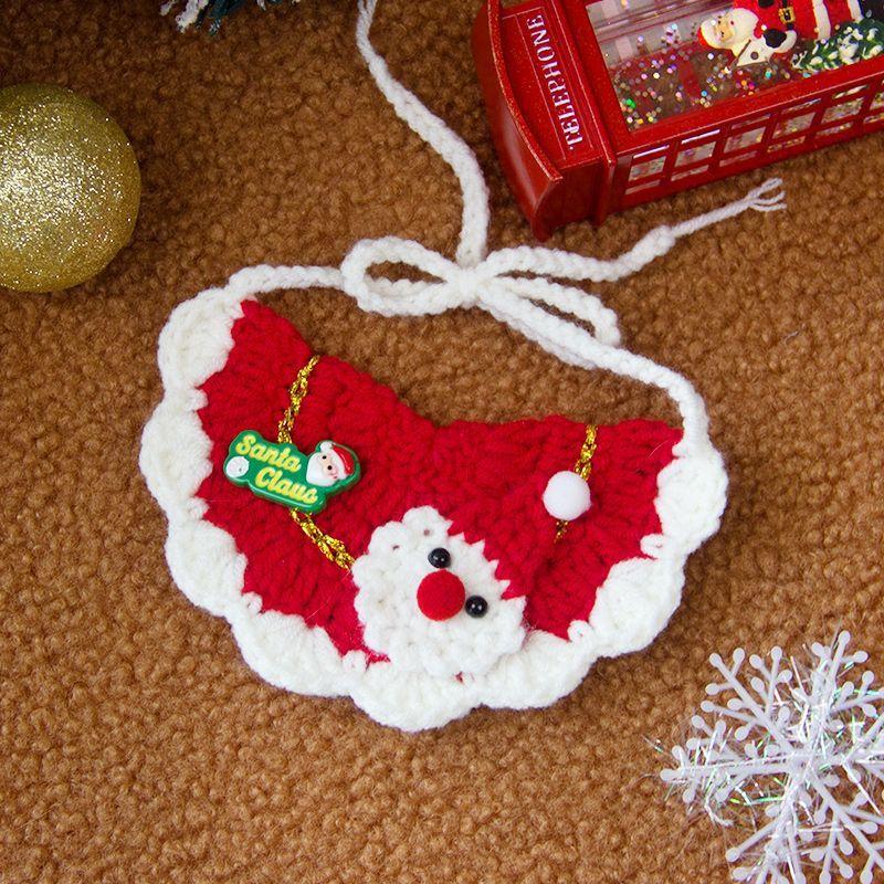 

Christmas Pet Accessories Handmade Scarf for Cats and Dogs Cute Holiday Collar Bib Small Dog Knitted Bib L Code（13-20about Jin