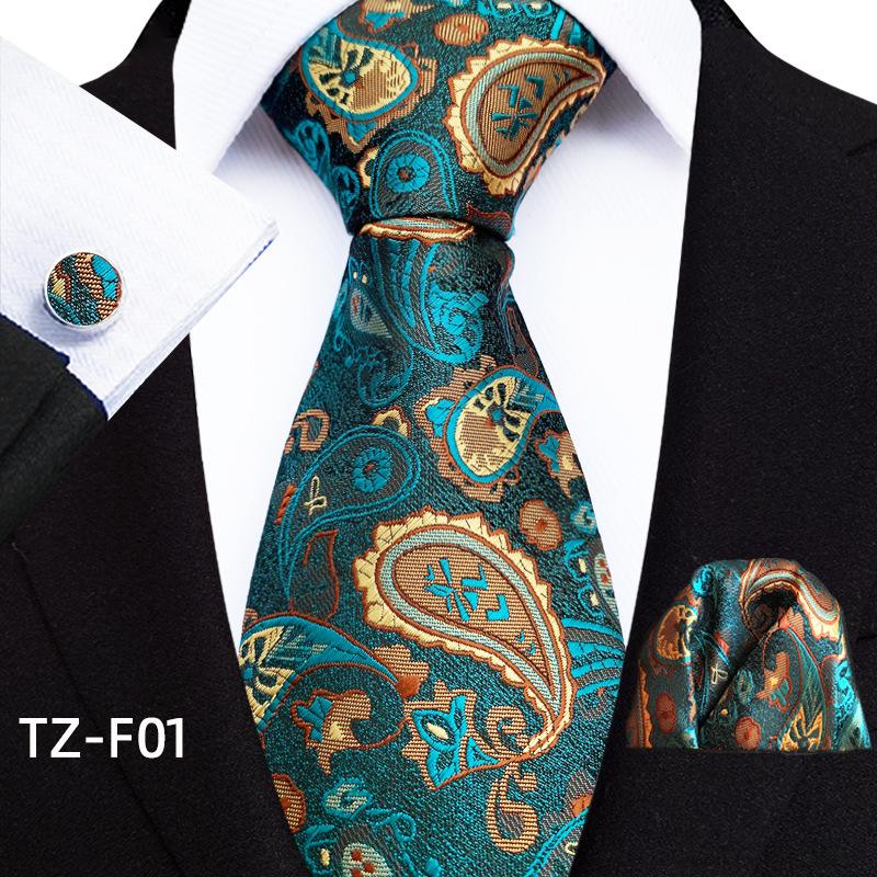 Paisley Waist Flower Men'S Tie Pocket Towel Cuff Three-Piece Set