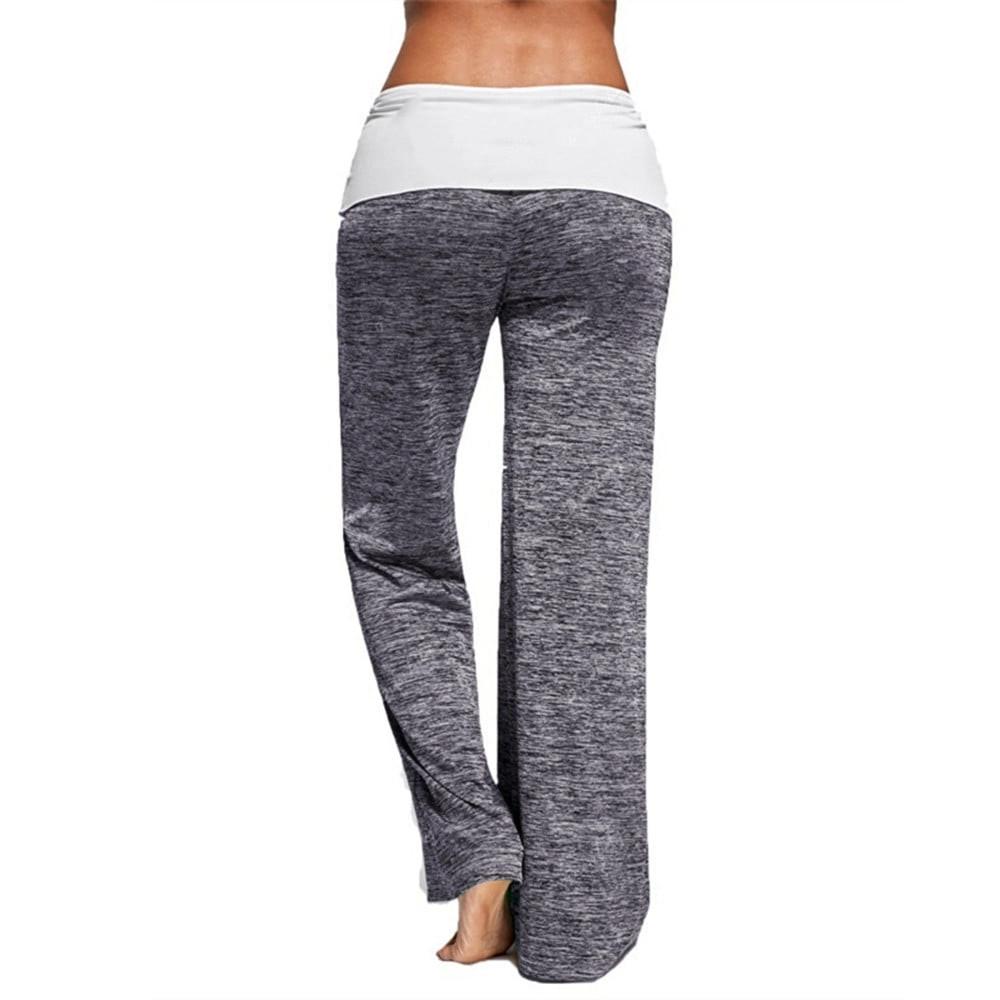 Women's Casual Pockets Elastic Waist Solid Pants Loose Long Trousers Pants