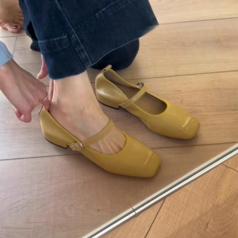 2026 Spring/Autumn Fashion Buckle Single Women's Solid Color Model Square Toe Beautiful Casual and Comfortable Loafers Zapatos
