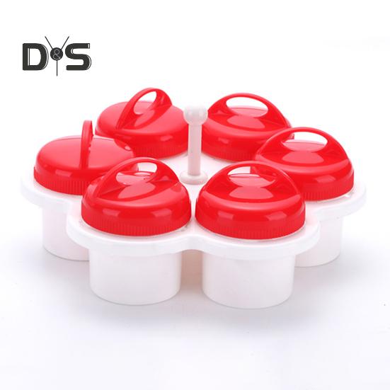 6Pcs Steamed Egg Mold with Brush 6 Shapes Food Grade PP Heat Resistant Non-stick Poached Egg Cup Cooker Steamer Kitchen Gadget
