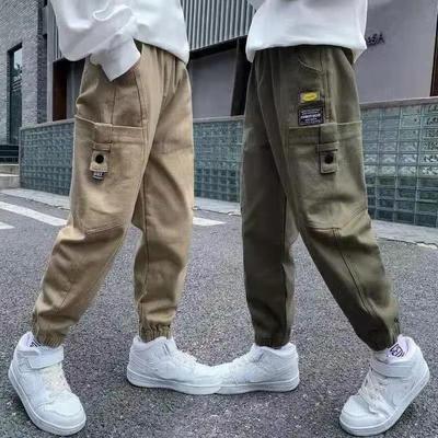 Boys' Casual Spring/Autumn 2024 Overalls - Trendy Large-Size Trousers for Kids