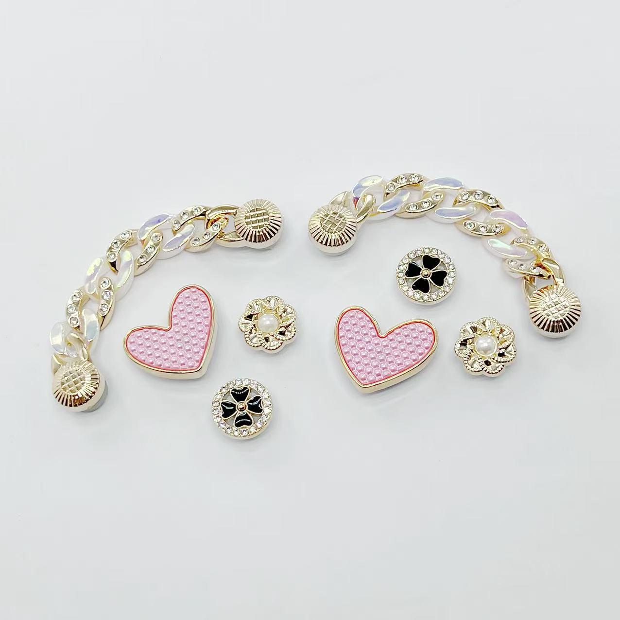 

Персикове Серце Діамантова Пряжка для Взуття та Квіткові Прикраси