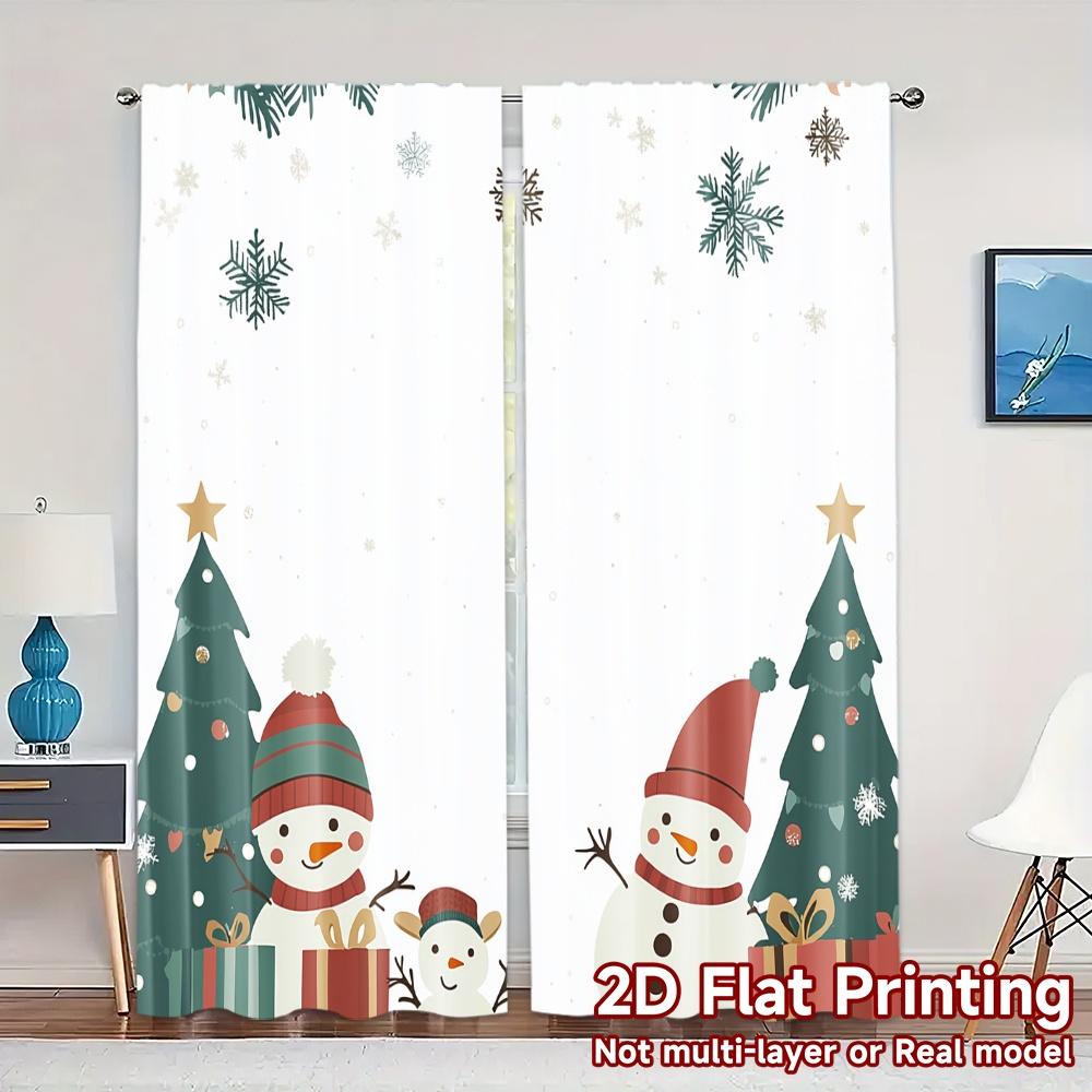 

2 шт., Шторы Рождественские елки Снеговики Олени Подарки Современные шторы Универсальные полиэстеровые шторы Теплоизоляция и Комната 52.50×116.00 CM 2pcs