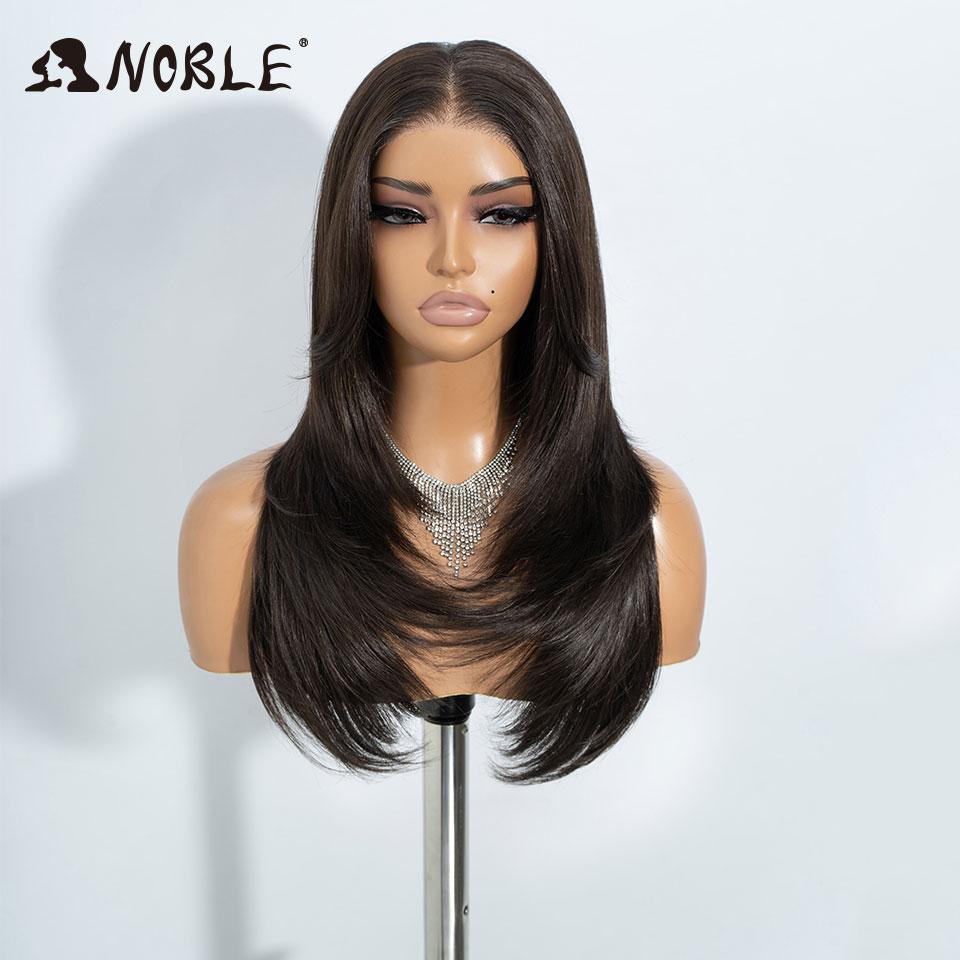 Elegantní syntetické paruky s krajkou vpředu pro ženy 13x3 Rovná krajková paruka Předvytrhaná vrstvená paruka Ombre blond hnědá bílá Cosplay paruka