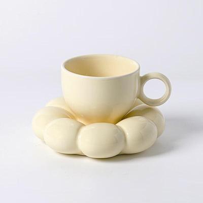 Juego de Taza y Platillo de Cerámica Nube Amarilla Shangqi