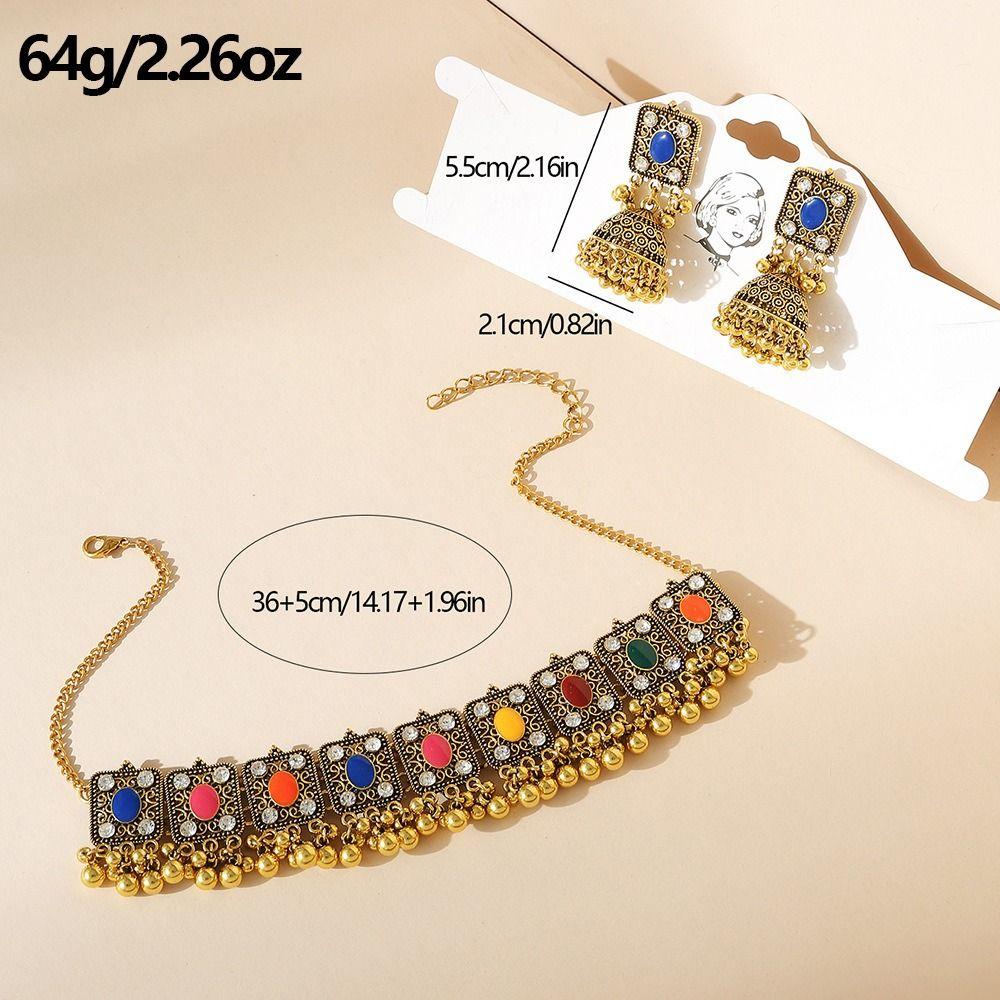 Hollow Earrings Necklaces Jewelry Set Geometric Golden Jewelry Tassel Necklaces Earrings  Gift