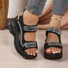 Cross-border Large Size Platform Sports Sandals Women's Summer New Velcro Rhinestone Beach Casual Wedge Sandals