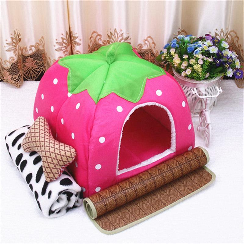 Pet Bed Tent: Mongolian Yurt Strawberry Design for Dogs and Cats