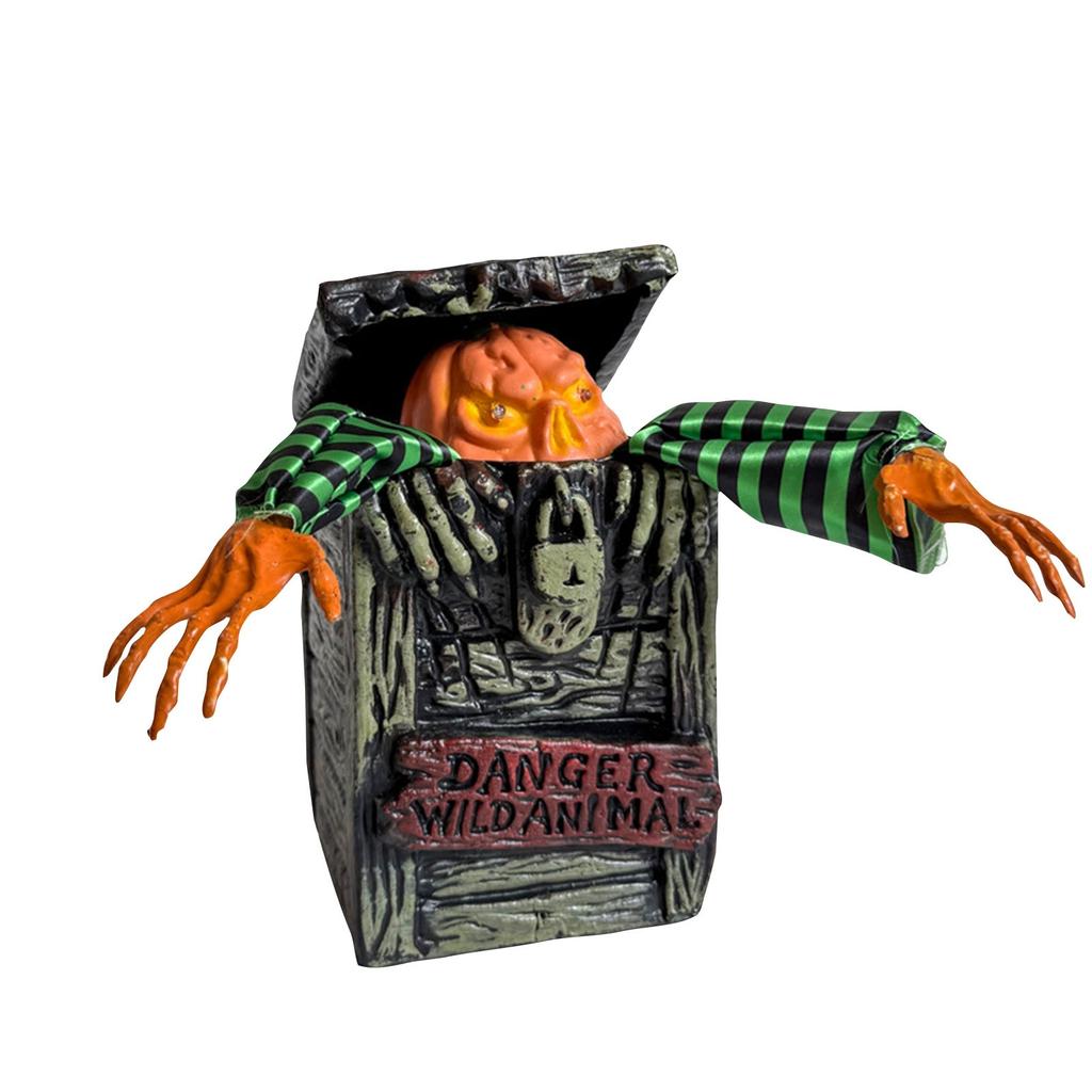 Halloween Scary Animated Toys (4 Styles) - Sound-Activated Moving Eyes, Light-Up & Spooky Sounds, 3xAA Battery Operated For Haunted House, Party Decor
