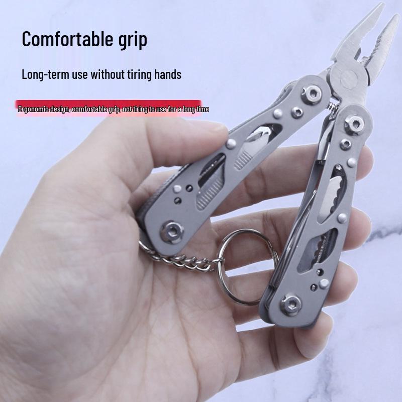 Compact Stainless Steel Multi-functional Folding Pliers with Small Knife for Outdoor and Emergency Use