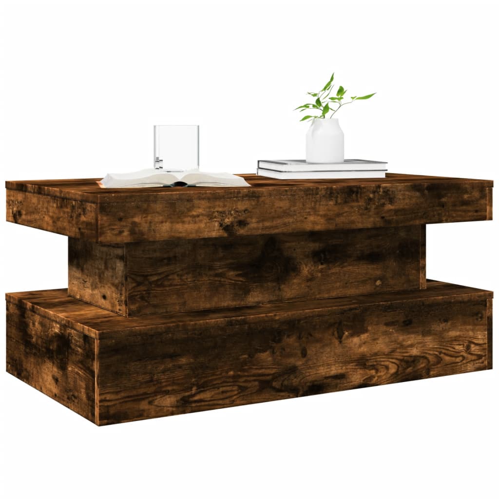 LED Coffee Table In Smoked Oak 90 X 50 X 40 Cm