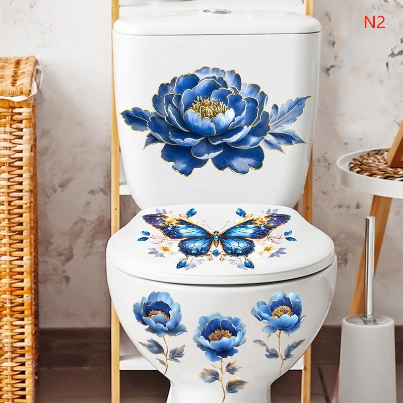 Waterproof Butterfly Wall Stickers Bathroom Toilet Sticker Modern Flower Pattern Self-adhesive Paintings For Living Decoration