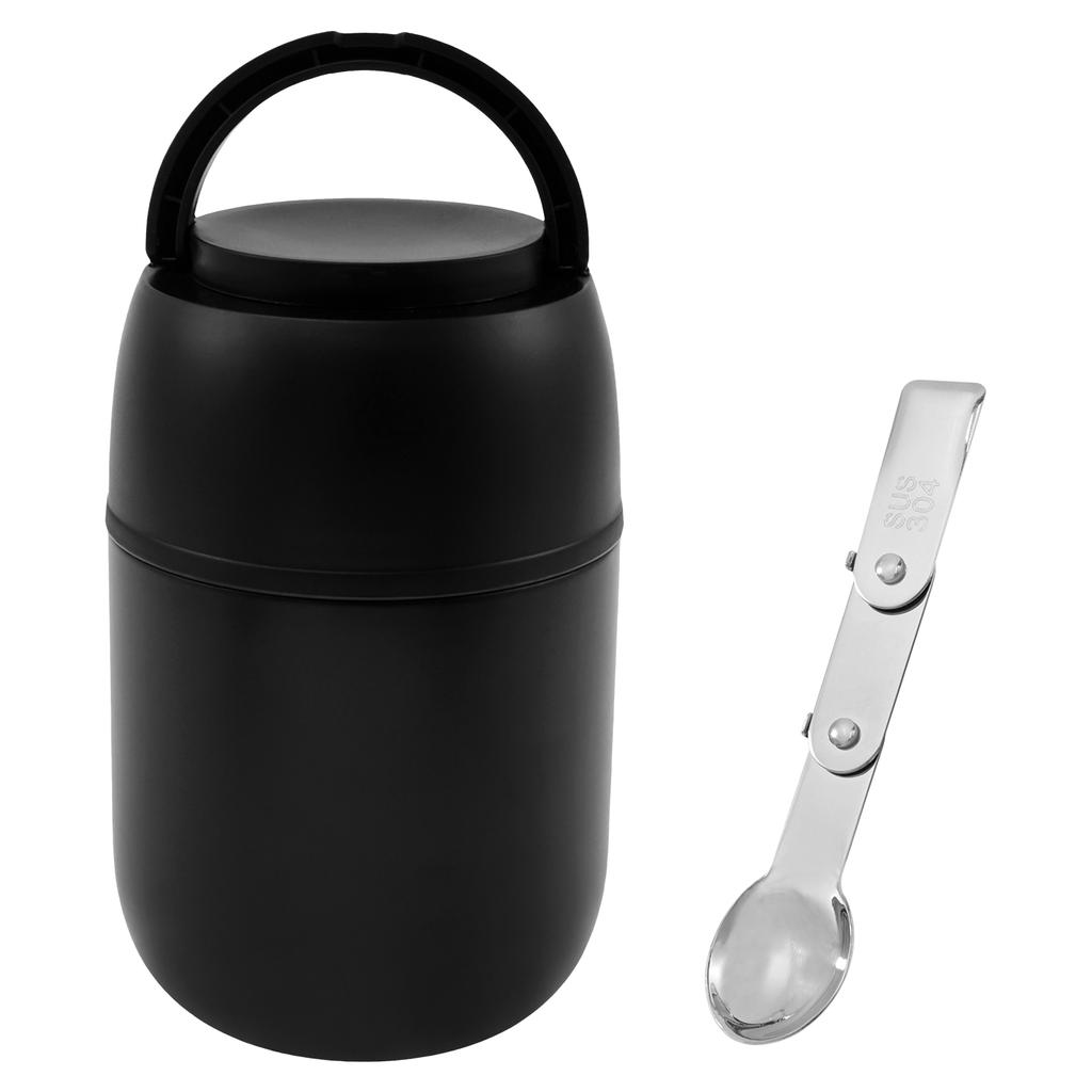 Insulated Food Container 500 ml Food Grade 304 Stainless Steel Food Thermal Jar Leakproof Soup Thermos Jar with Folding Spoon