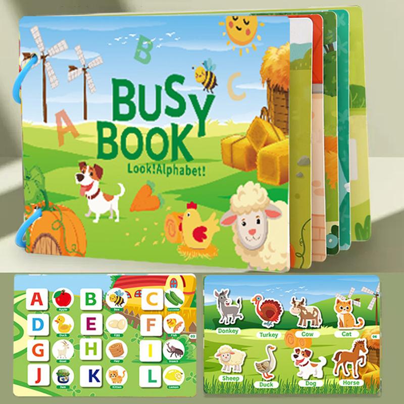 1 Set Cartoon Quiet Book Enlightenment Sticker DIY Book Number Letter Animal Vehicle Recognition Game Puzzle Book Montessori ZYF