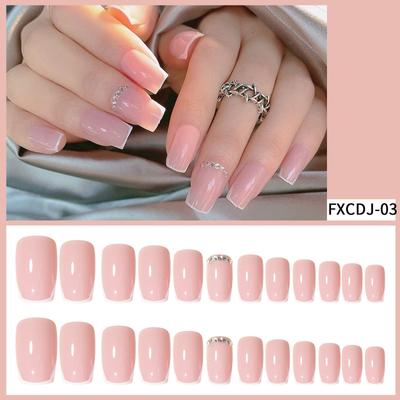 Ins Fashion New Style Detachable Fake Nails, Short Fake Nail Patches, 24-piece Box, Short French Style