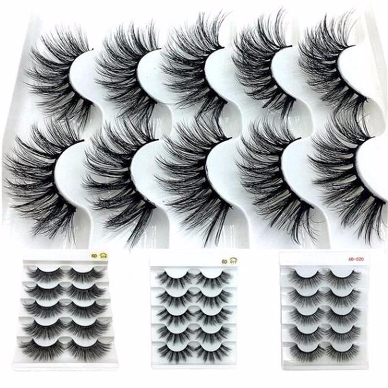 5 Paia Di Ciglia Finte Di Visone Naturali Incrociate Fatte A Mano - Foto 2