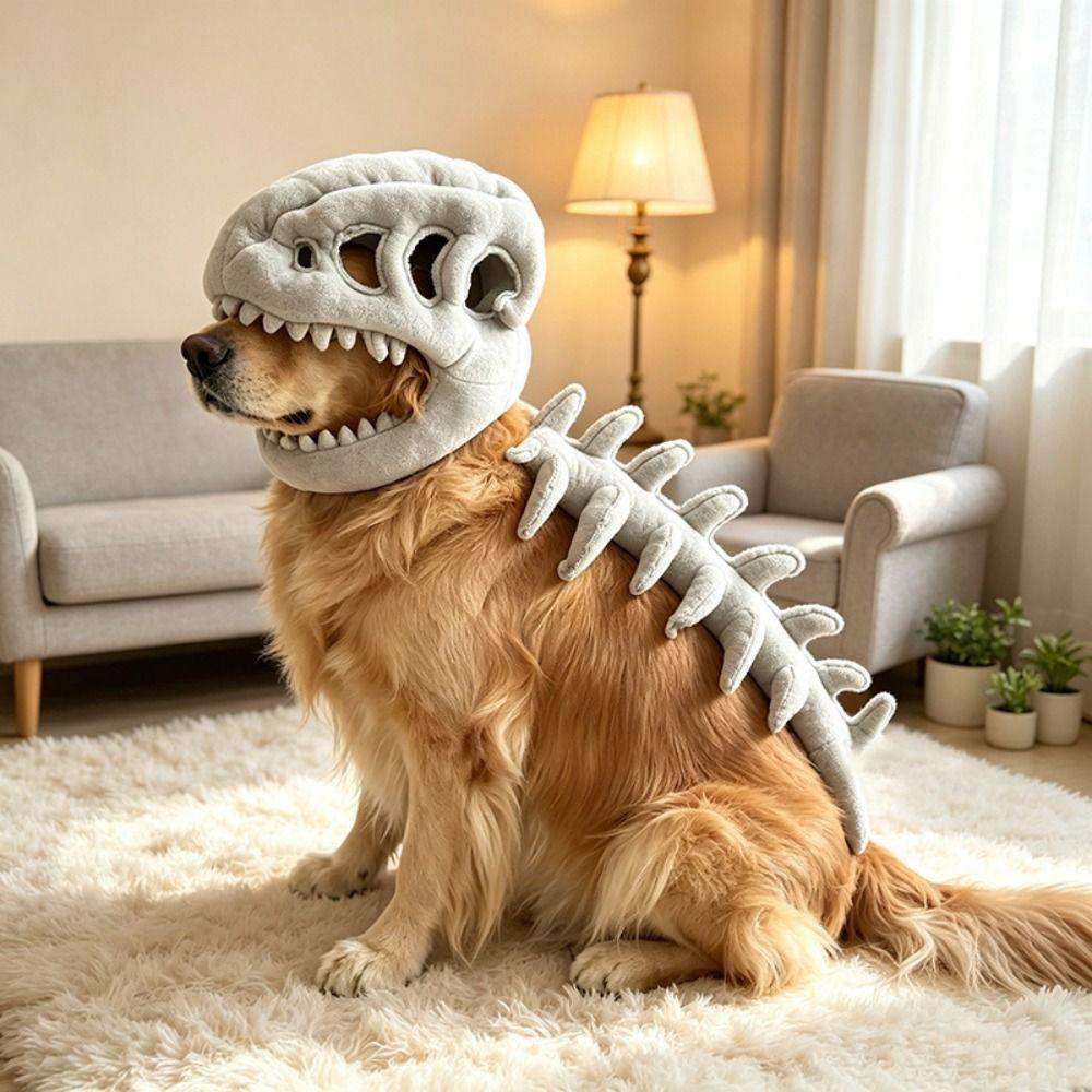 80/110CM Dinosaur Skeleton Pet Costume 3D Dog Cosplay Headwear Pet Supplies