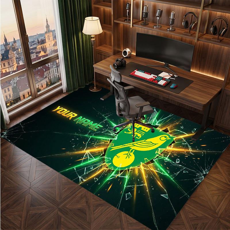 Norwich City Custom Crystal Velvet Rug, Personalized Name Text Print, Football Logo Soft Non‑Slip Floor Mat Home Decor Gift