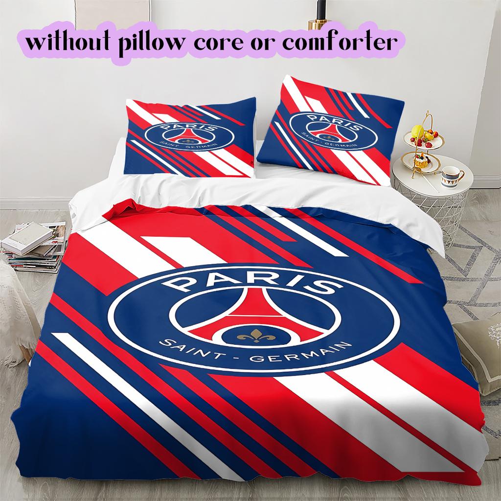 Football Red Blue Pattern Bedding Quilt Set Quilt Cover Pillowcase Home Decoration Birthday Gift (1 * duvet cover + 2 * pillowcase, without core)