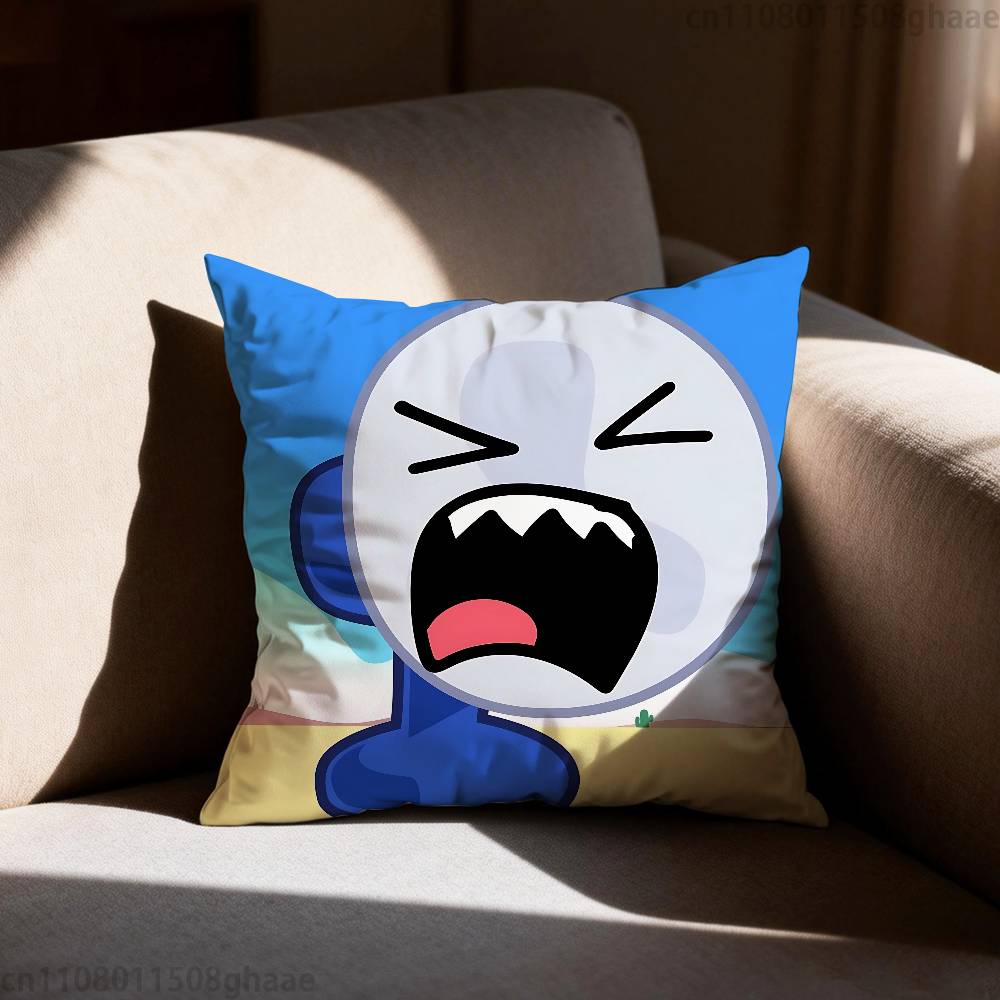 Funny Anime BFDI Pillow Case Antidustmite Pillowcase Invisible Zipper Silky Short Plush Sofa Cushion Cover