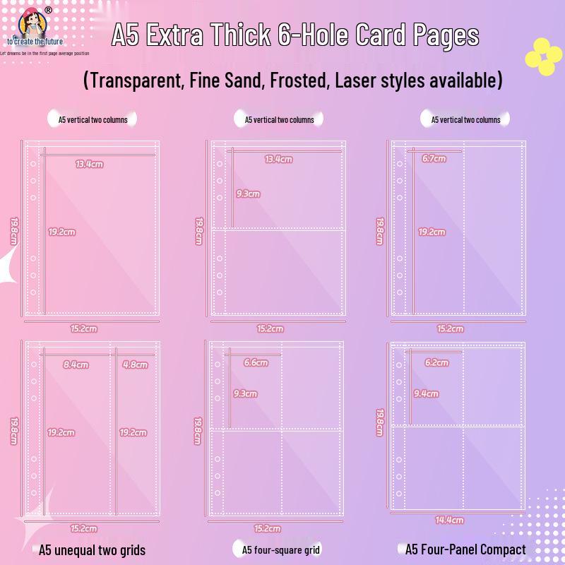 A5 Transparent 6-Ring Binder with Refillable PP Pockets for Photos & Receipts