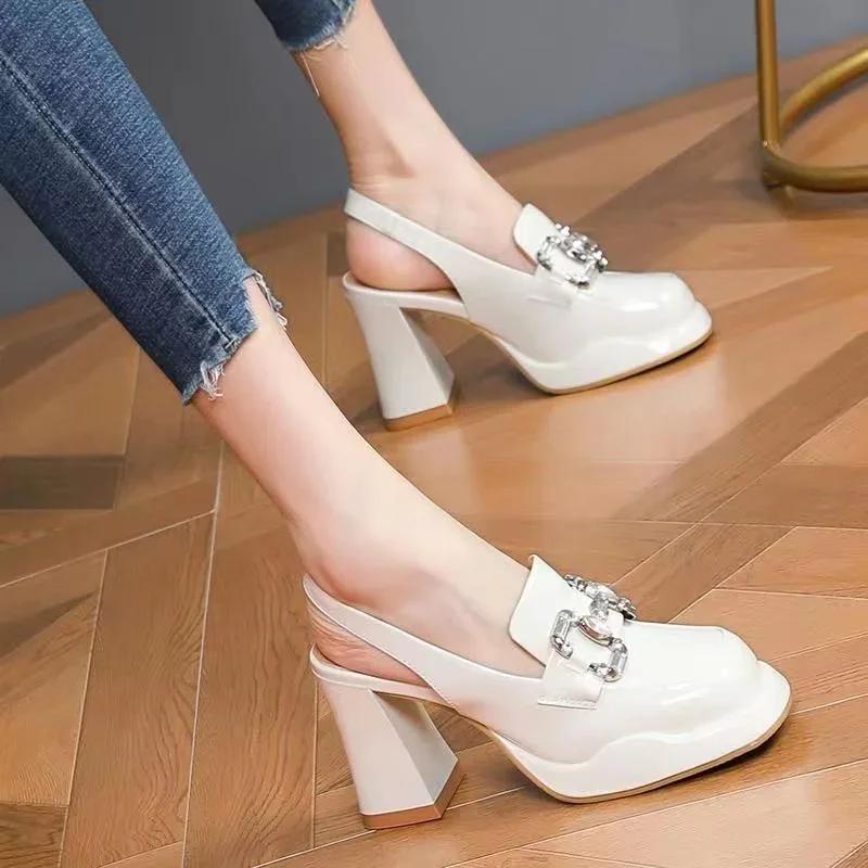 Fashion 2024 Women Sexy Fashion  High Heels Pumps Shoes for Office Leather High Platform Heels Red Black Spring Summer Crystal Sandals