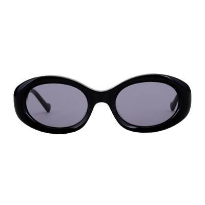 Leibeuntieolseu Lotus Lotus Acetate Oval Style Sunglasses Black Col.1