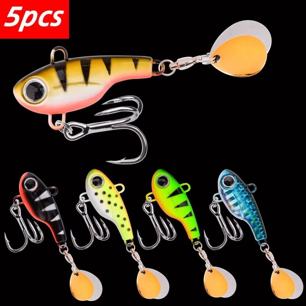 5pcs Set 5g 11g 14g 17g 20g Fishing Lure With Spoon Vibration Spinner Sinking Bait  Outdoor Sports