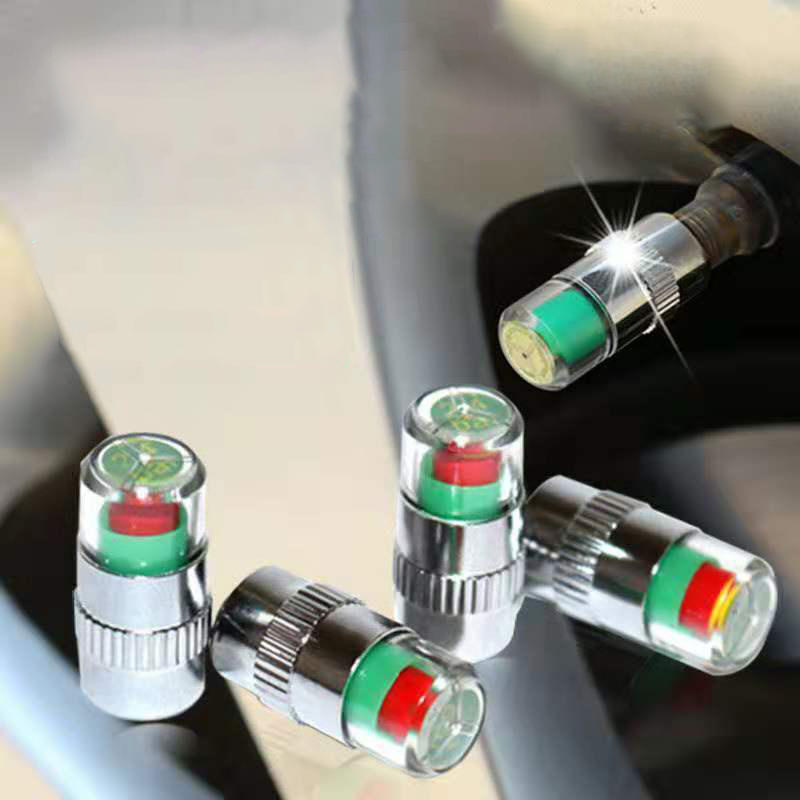 4Pcs Car Tire Pressure Monitor Valve Stem Caps Tire Pressure Monitor Sensor Indicator Set