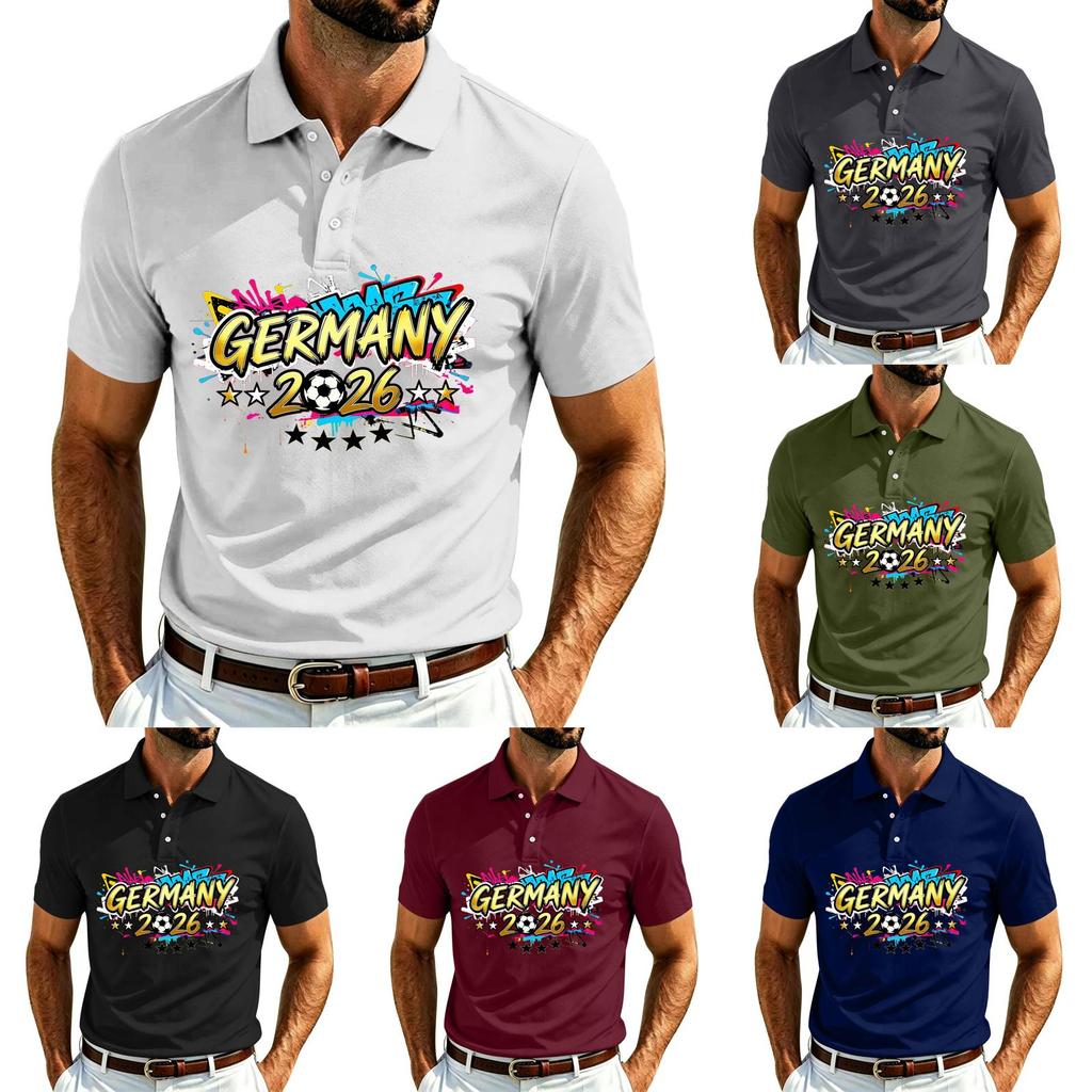 Men's Casual Soccer Graphic Polo Shirt Quick Dry Lightweight Mesh Breathable Short Sleeve Top for Outdoor Sports and Everyday Wear