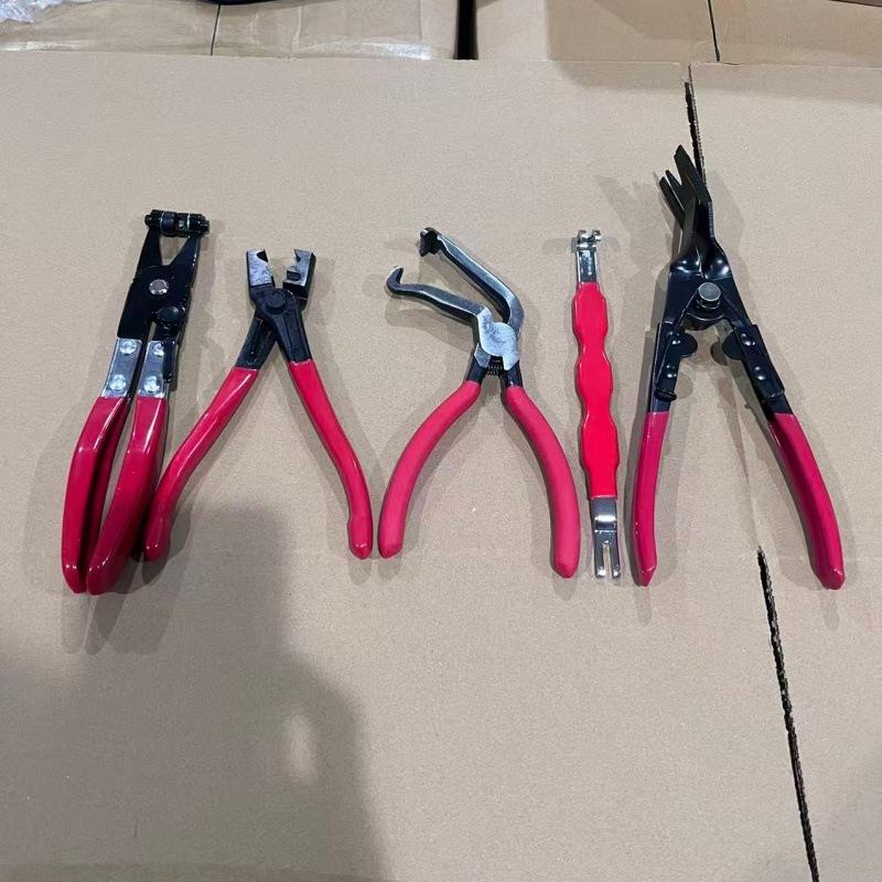 Automotive maintenance tool set, oil pipe pliers, tube bundle pliers, multifunctional power-off pliers set pipe clamp 5pc set (bulk)