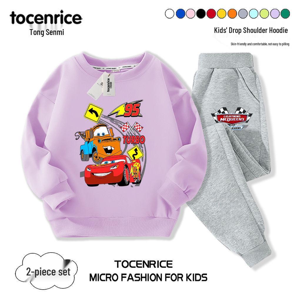 2024 Lightning McQueen Boys' Fall Hoodie Set – Cool & Stylish Children's Clothing for Spring & Autumn