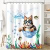 Cute Cat In Blue Teacup Shower Curtain For Bathroom Decoration Funny Pet Design Waterproof Durable Easy To Install And Maintain