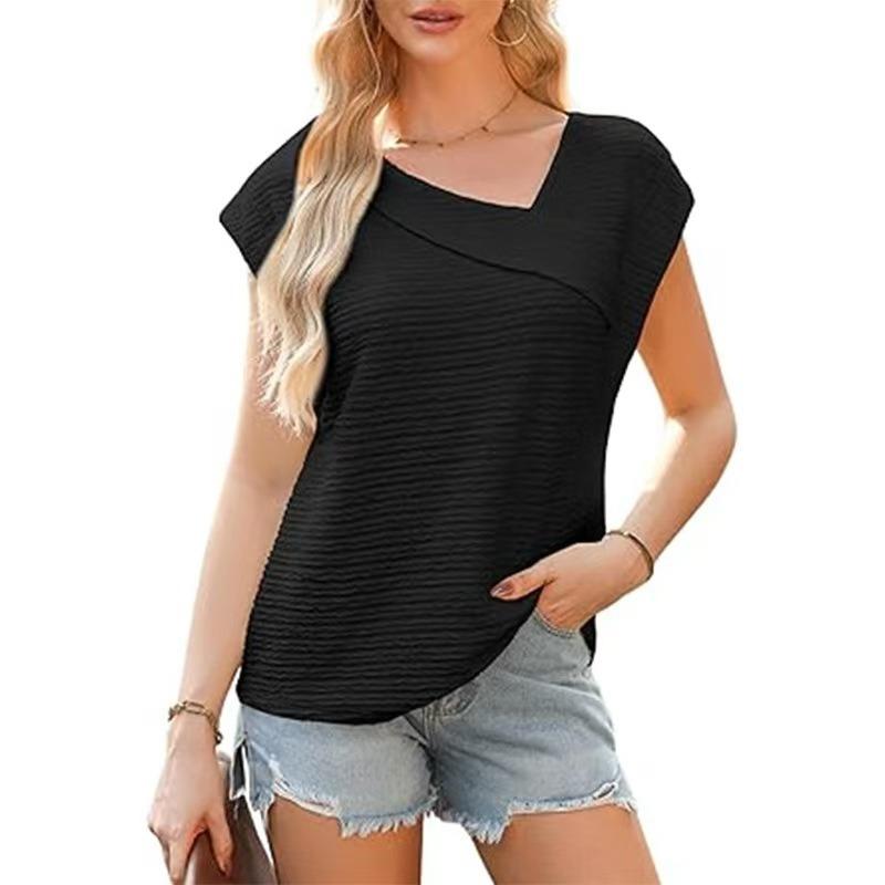 Women's Summer Slant Neck Fashion Casual Short Sleeve Fashion T-Shirt