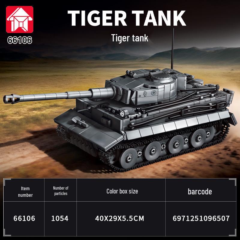 Educational Tiger I Tank Model Building Blocks for Kids - Early Military Edition, Perfect June 1st Gift
