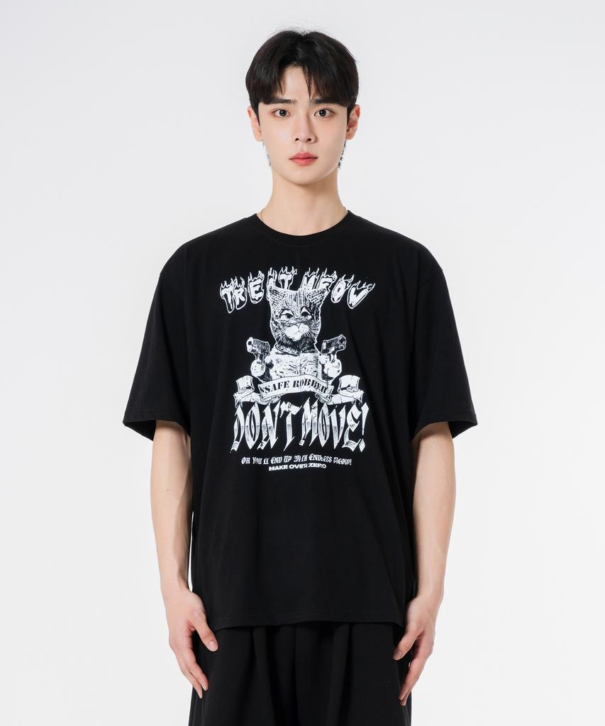 MOZMOZ Don'T Move Oversized Short Sleeve T-Shirt Black