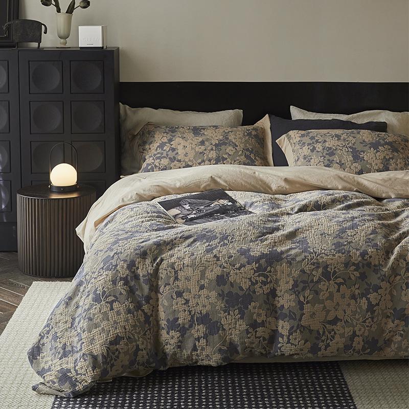 Retro Wabi-Sabi Pure Cotton Jacquard Four-Piece Bedding Set - Vintage High-End Feel Sheets & Duvet Covers