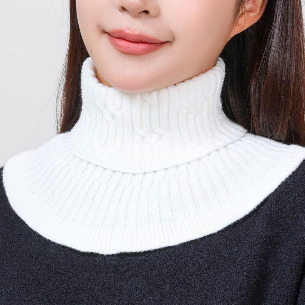 Knitted Fake Collar Scarf Women Warm Turtleneck Detachable False Collar Winter Windproof Scarf With Wooden Ears