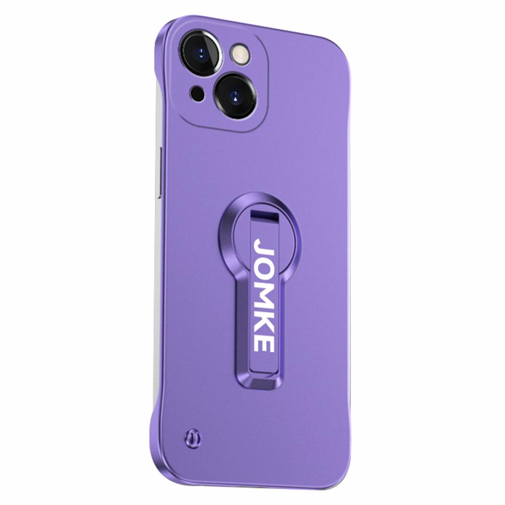

For iPhone 15 Case Hard PC Frameless Baking Paint Kickstand Phone Cover F