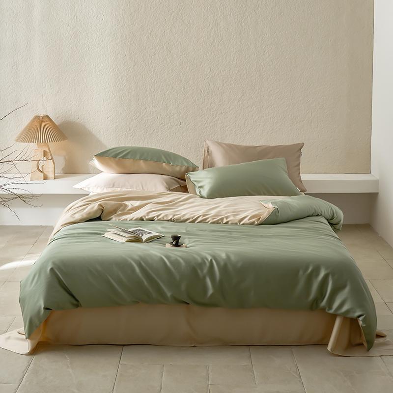 Hochwertiges Bettwäscheset aus 65 % Lyocellfaser und 35 % Baumwolle, Queen-Size-Bettwäscheset mit frischem Naturpflanzenmuster und Bettlaken, Steppdeckenbezug und Kissenbezug